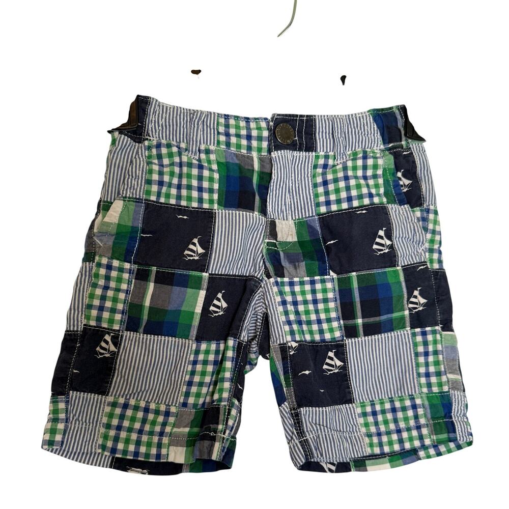 Gymboree Toddler Size 4 Shorts Blue Green Patchwork Boys Adjustable Waist